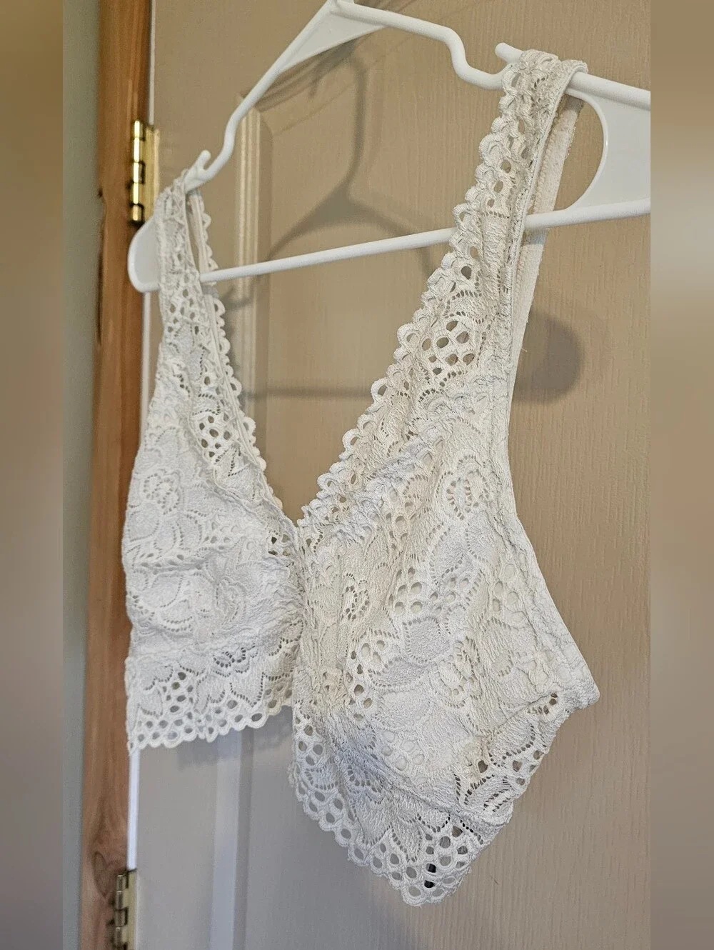 Aerie Off White Lace Racerback Pullover Wirefree Bralette Bra Size XL